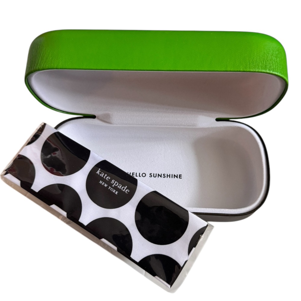 Kate Spade Hard Shell Green Sunglass Case with Cleaning Cloth - NEW - Picture 2 of 9